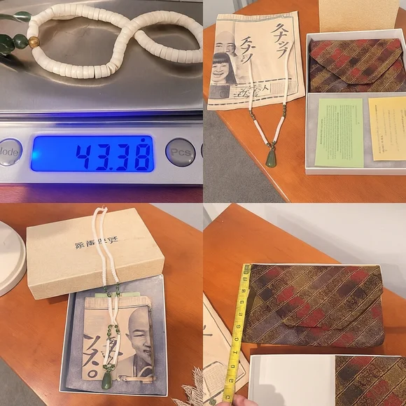 ✨ Vintage 1970 Kyoto Tatsumura Textile “Shikami” Brocade Pouch & Gen Jade Neckla - Picture 14 of 14